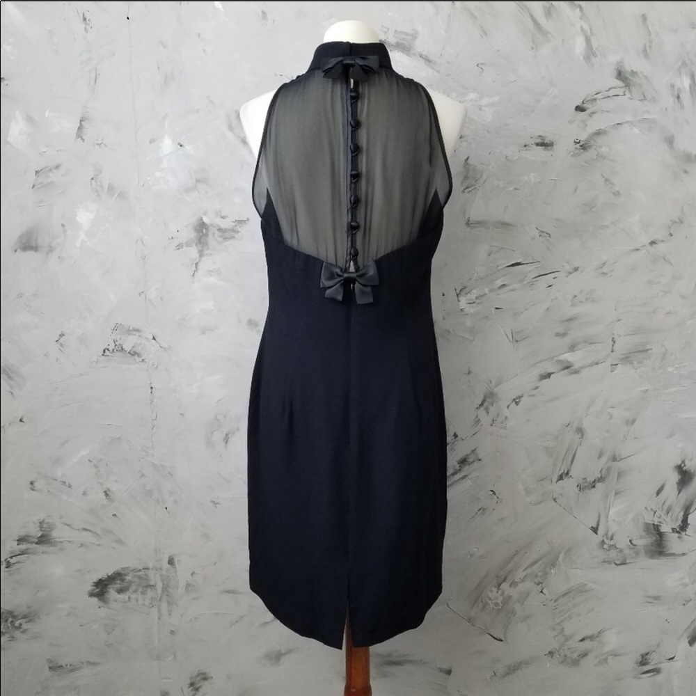 DONNA RICCO Black Sleeveless Sheath Evening Dress